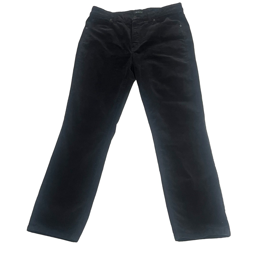 Talbots Pants Corduroy Straight Leg Black High Rise Stretch Pockets Career 12P